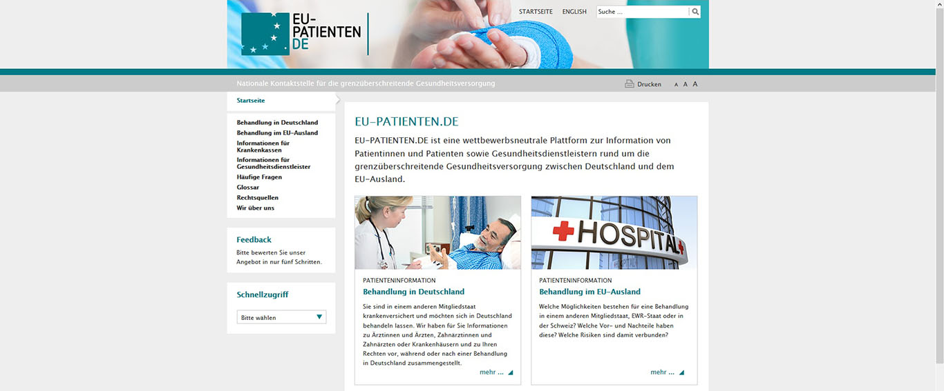 Startseite von EU-Patienten.de