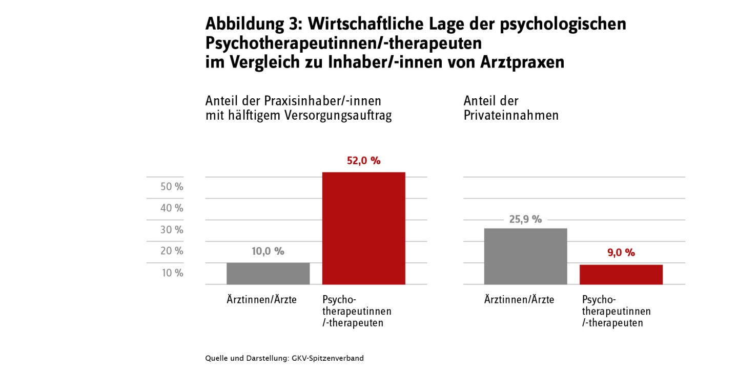 Vergleich der wirtschaftlichen Lage von psychologischen Psychotherapeuten und Inhabern von Arztpraxen